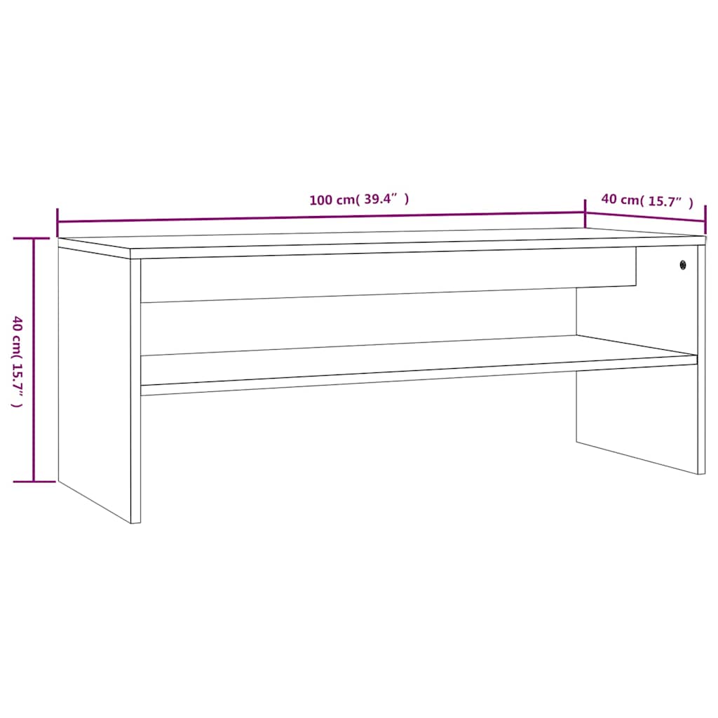 sofabord 100x40x40 cm konstrueret træ røget egetræsfarve