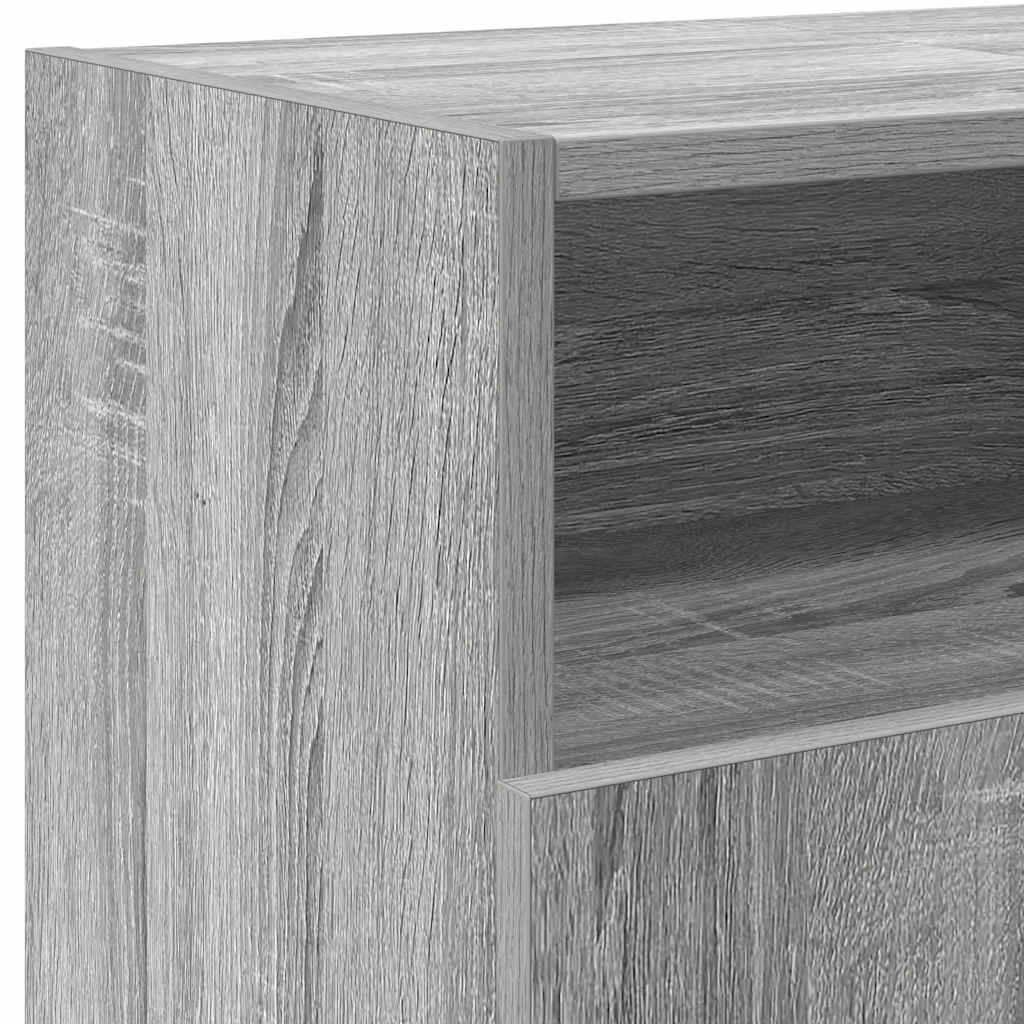 tv-bord med LED-lys 120x30x50 cm grå sonoma-eg