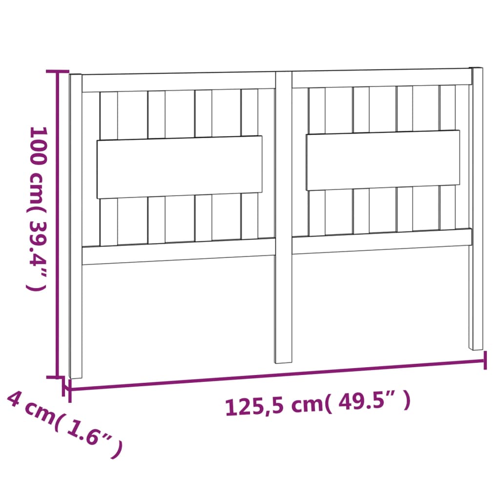 sengegærde 125,5x4x100 cm massivt fyrretræ
