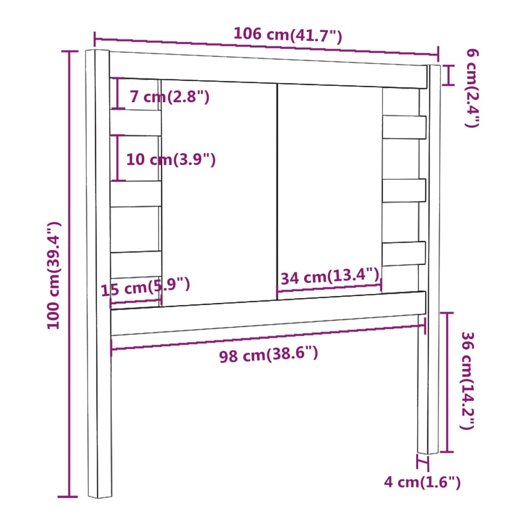 sengegærde 106x4x100 cm massivt fyrretræ gyldenbrun