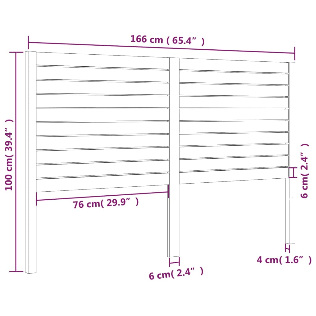 sengegærde 166x4x100 cm massivt fyrretræ sort