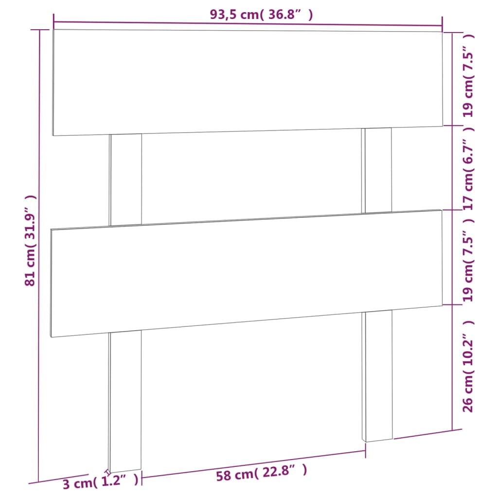 sengegærde 93,5x3x81 cm massivt fyrretræ grå