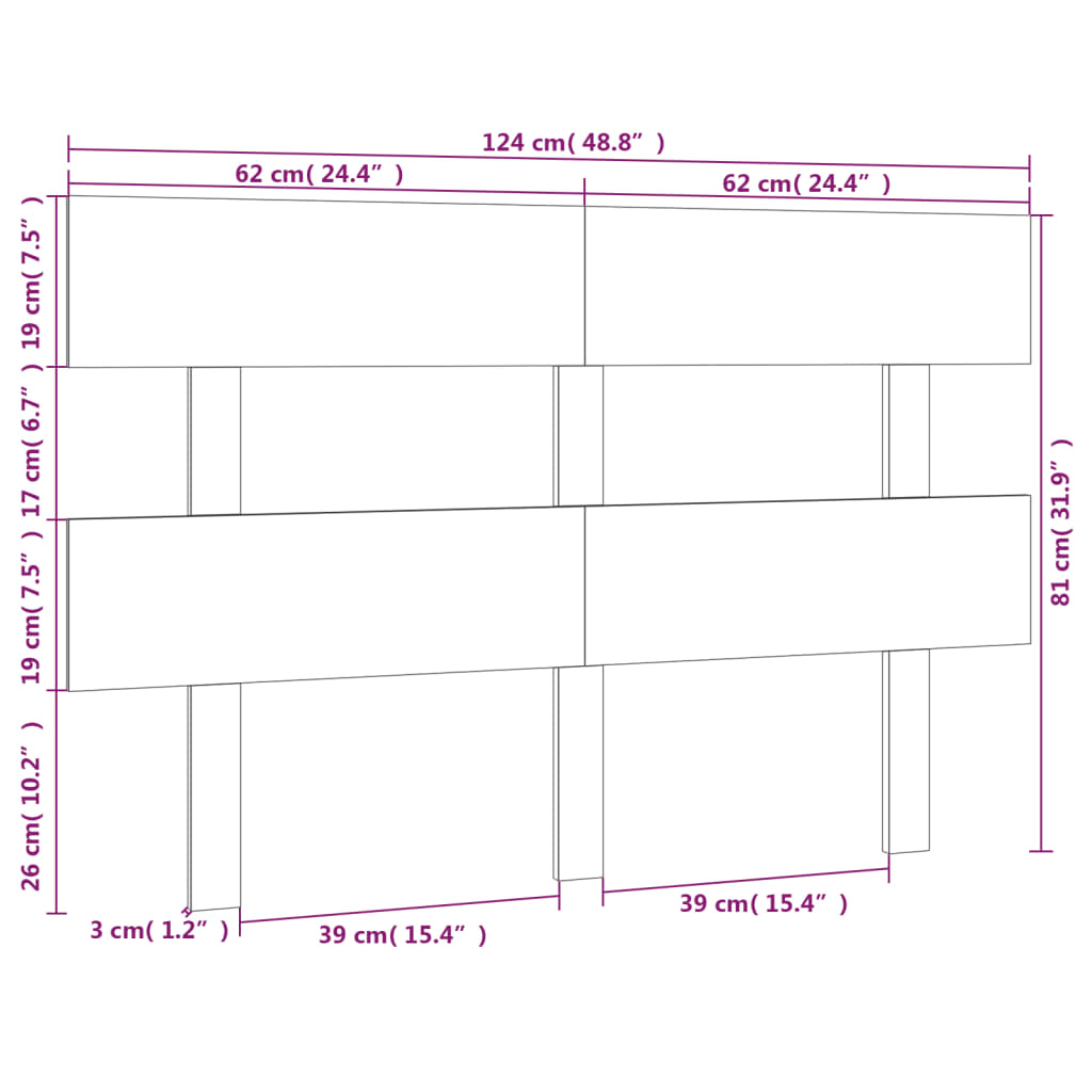 sengegærde 124x3x81 cm massivt fyrretræ
