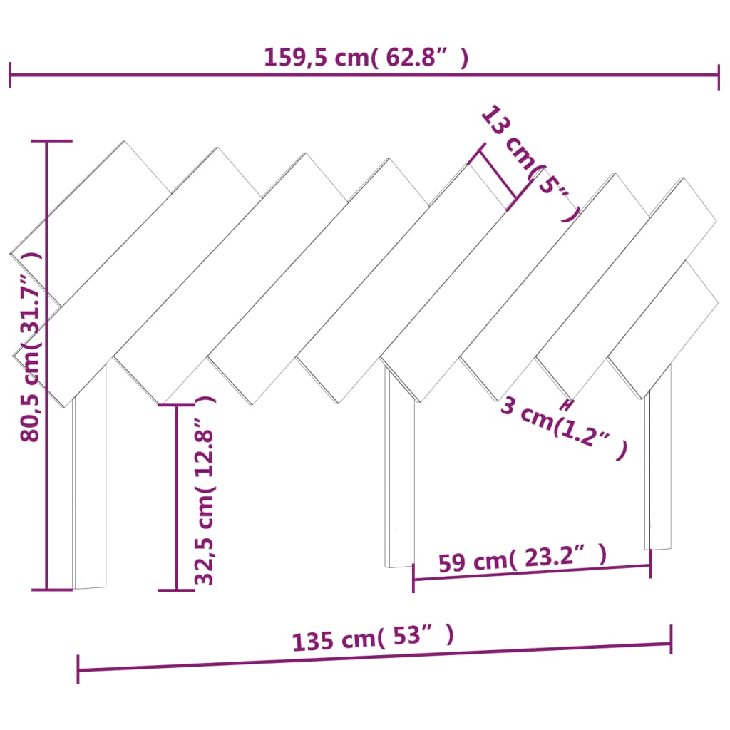 sengegavl 159,5x3x80,5 cm massivt fyrretræ gyldenbrun