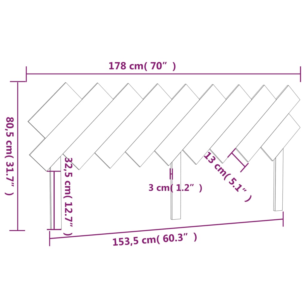 sengegærde 178x3x80,5 cm massivt fyrretræ hvid
