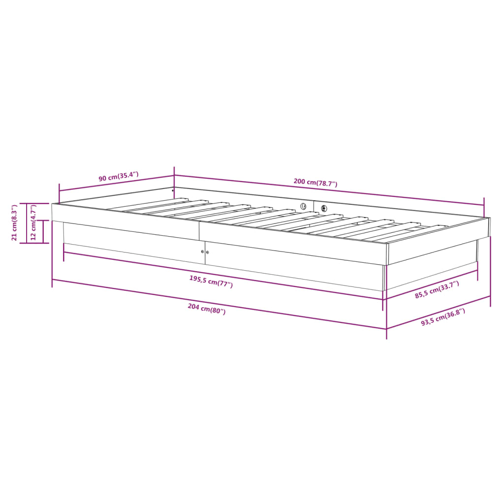 sengeramme 90x200 cm massivt træ