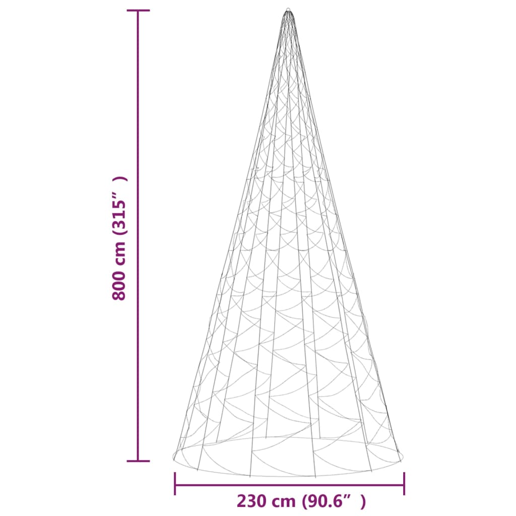 juletræ til flagstang 3000 LED'er 800 cm varmt hvidt lys