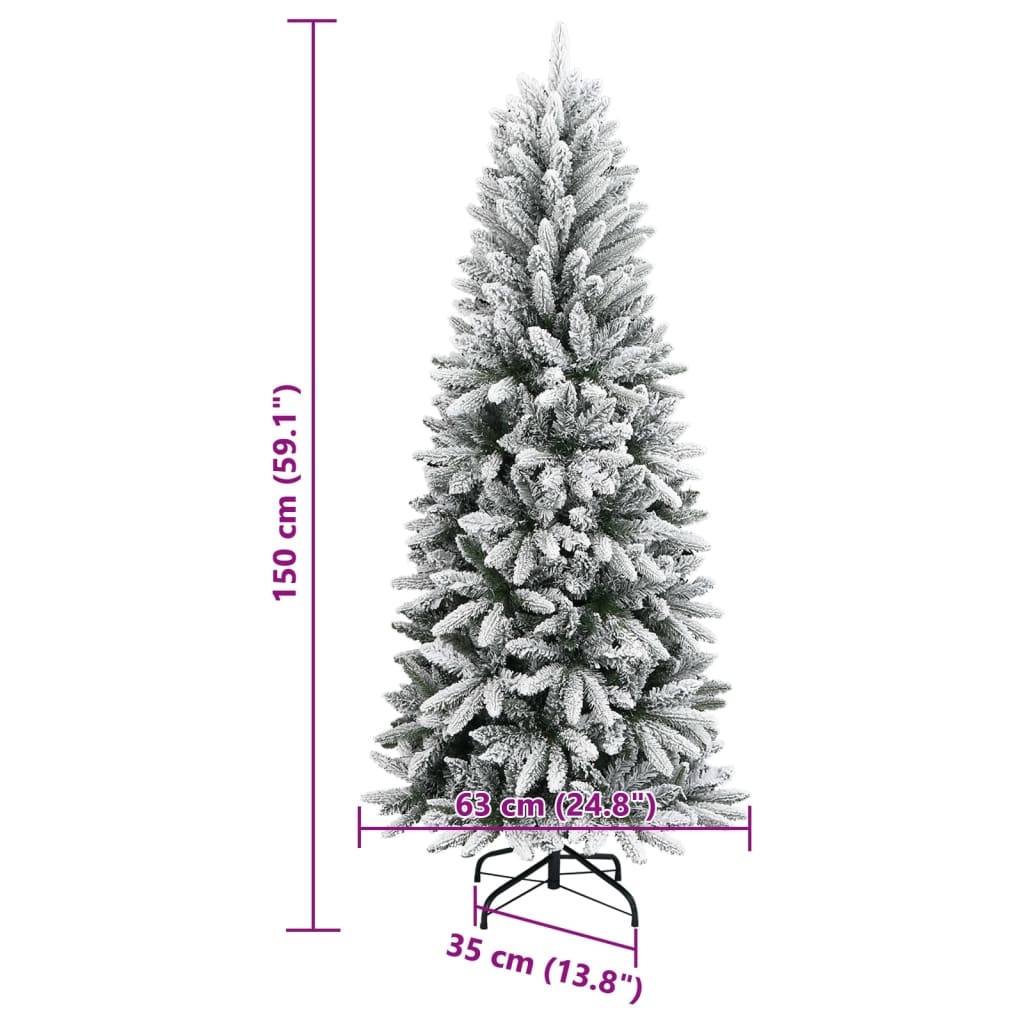 kunstigt juletræ med sne 150 cm PVC og PE