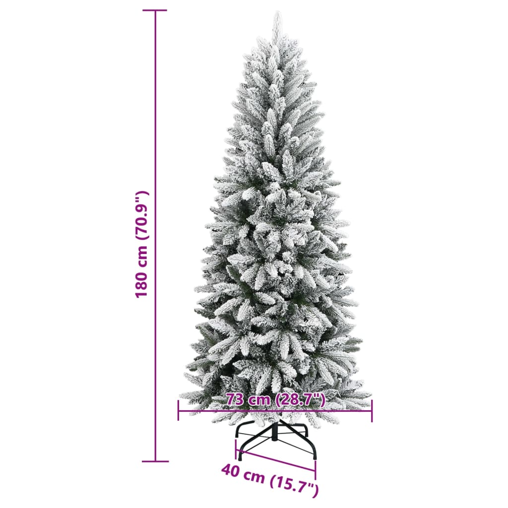 kunstigt juletræ med sne 180 cm PVC og PE