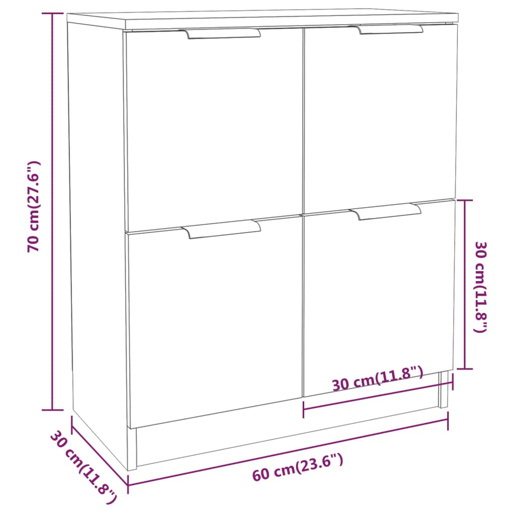 skænke 2 stk. 60x30x70 cm konstrueret træ betongrå