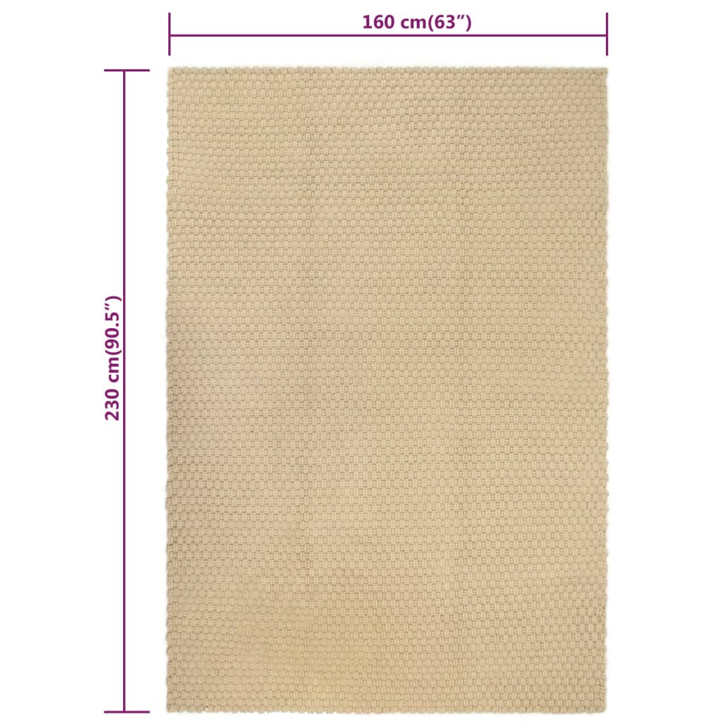 gulvtæppe 160x230 cm rektangulært bomuld naturfarvet