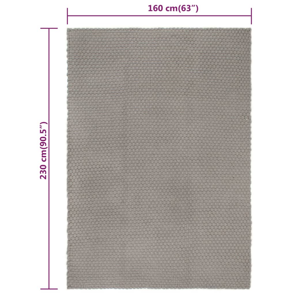 gulvtæppe 160x230 cm rektangulært bomuld grå