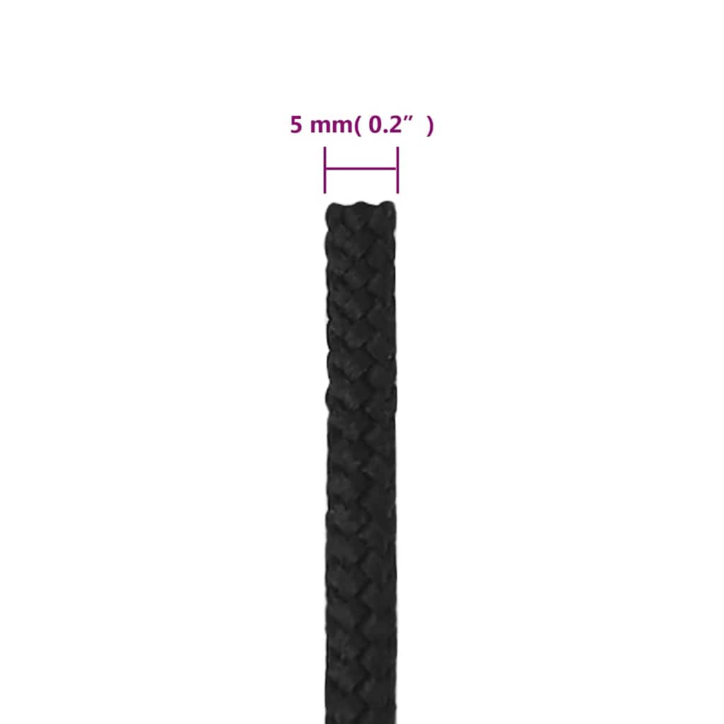 tovværk til båd 5 mm 50 m polypropylen sort