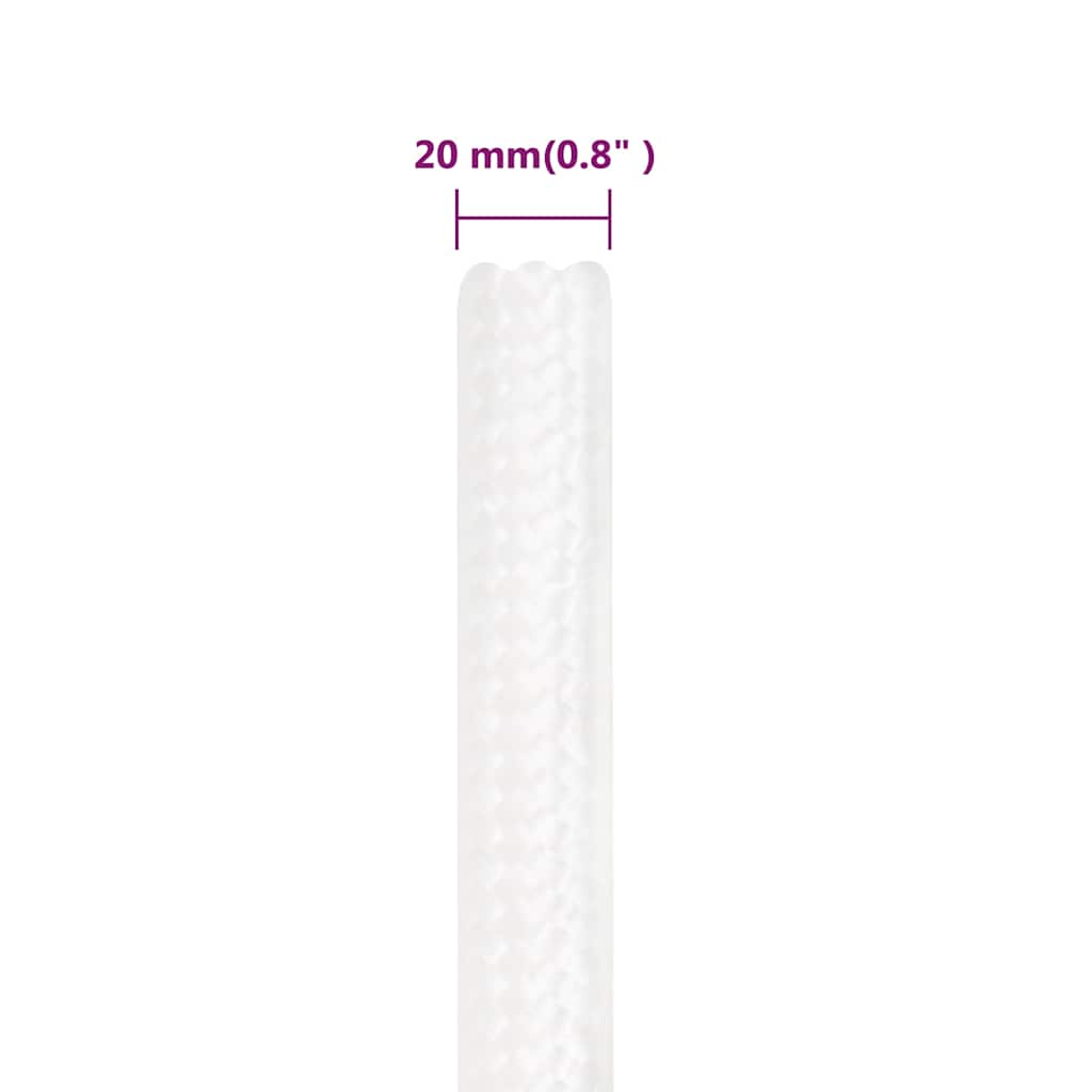 tovværk til båd 20 mm 25 m polypropylen hvid
