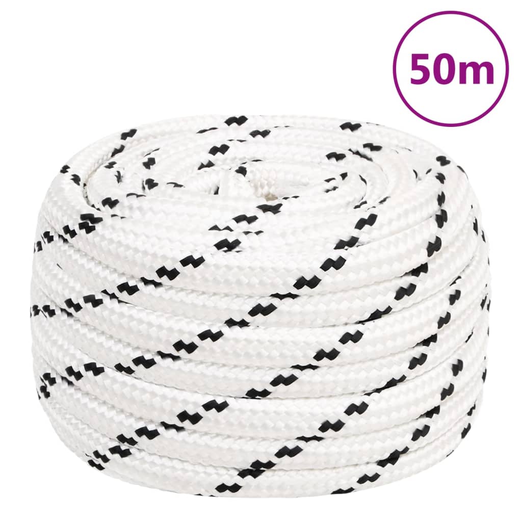 flettet tovværk 16 mm x 50 m polyester hvid