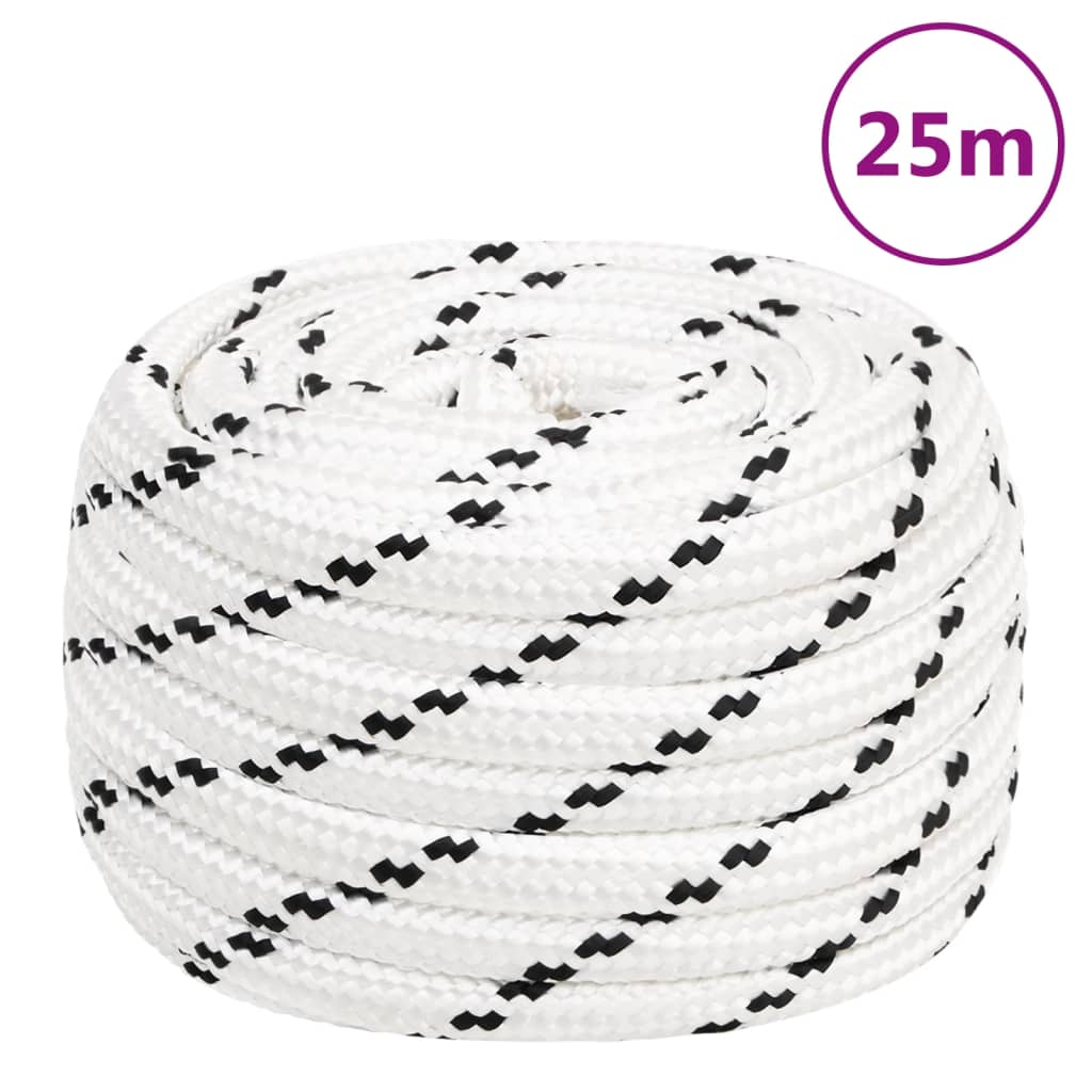 flettet tovværk 18 mm x 25 m polyester hvid