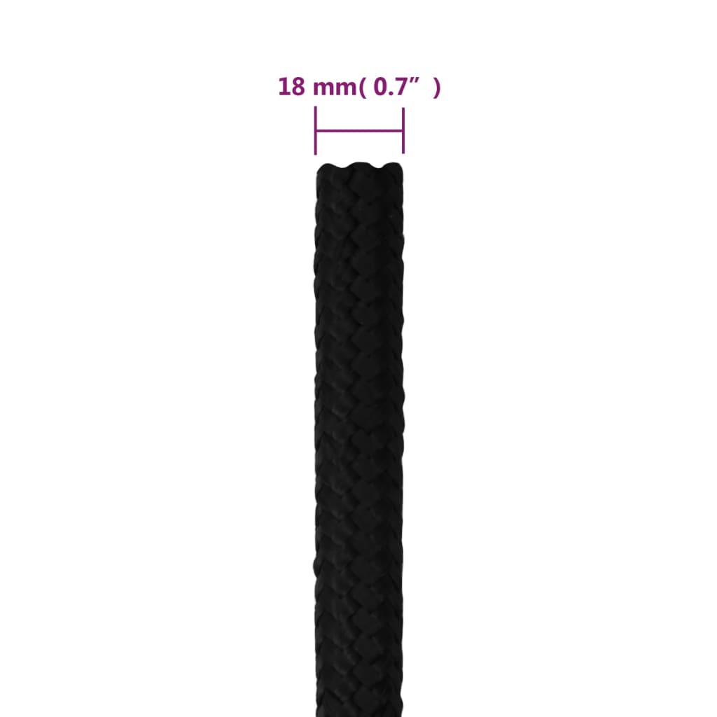 arbejdsreb 18 mm 25 m polyester sort