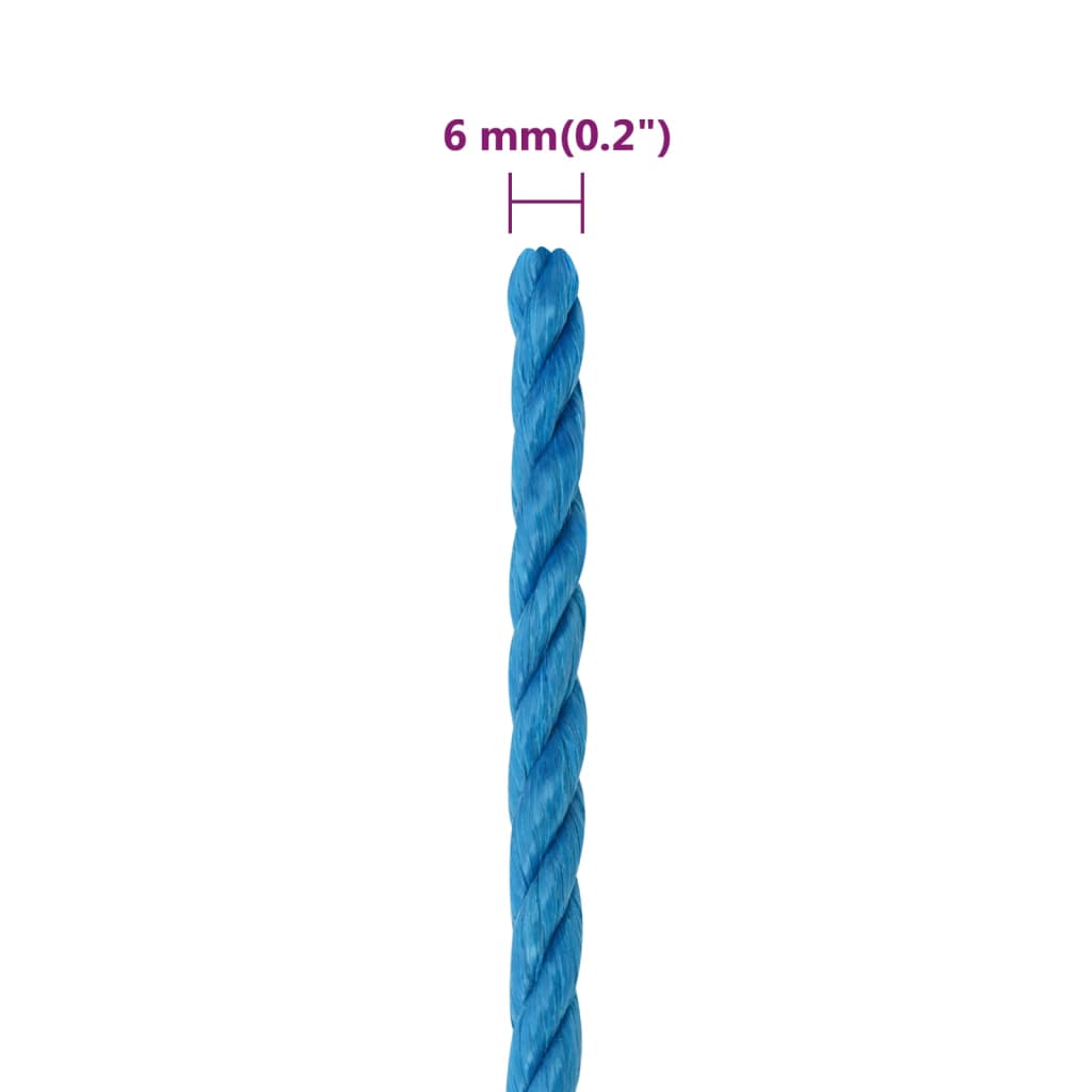 arbejdsreb 6 mm 50 m polypropylen blå