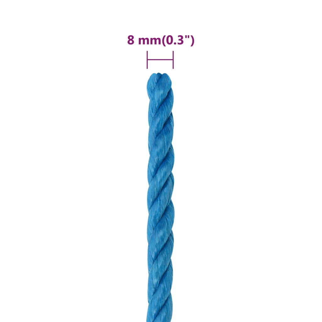 arbejdsreb 8 mm 250 m polypropylen blå