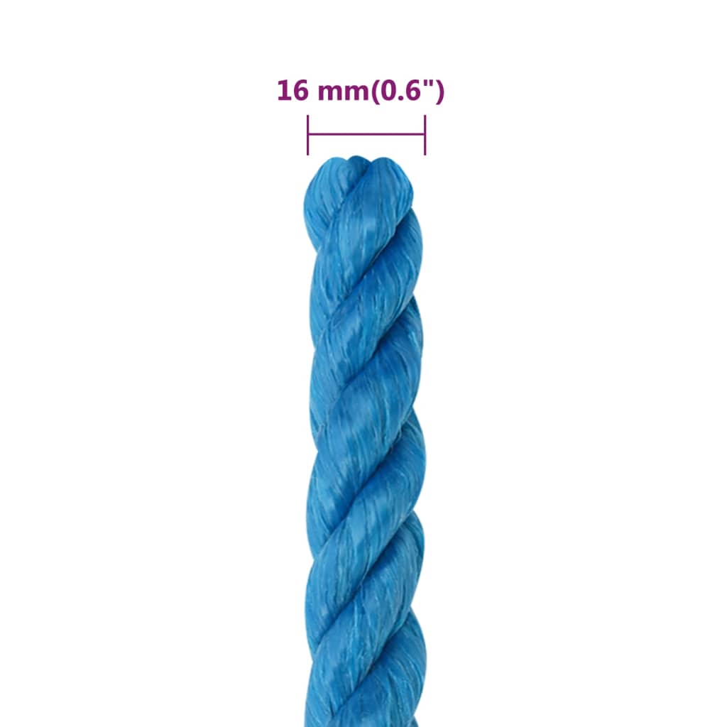 arbejdsreb 16 mm 25 m polypropylen blå