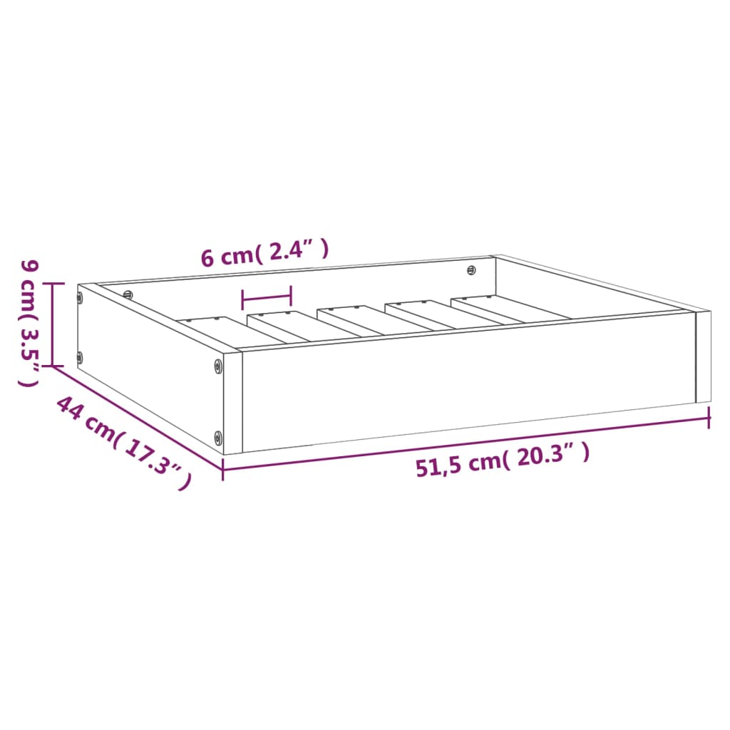hundeseng 51,5x44x9 cm massivt fyrretræ hvid