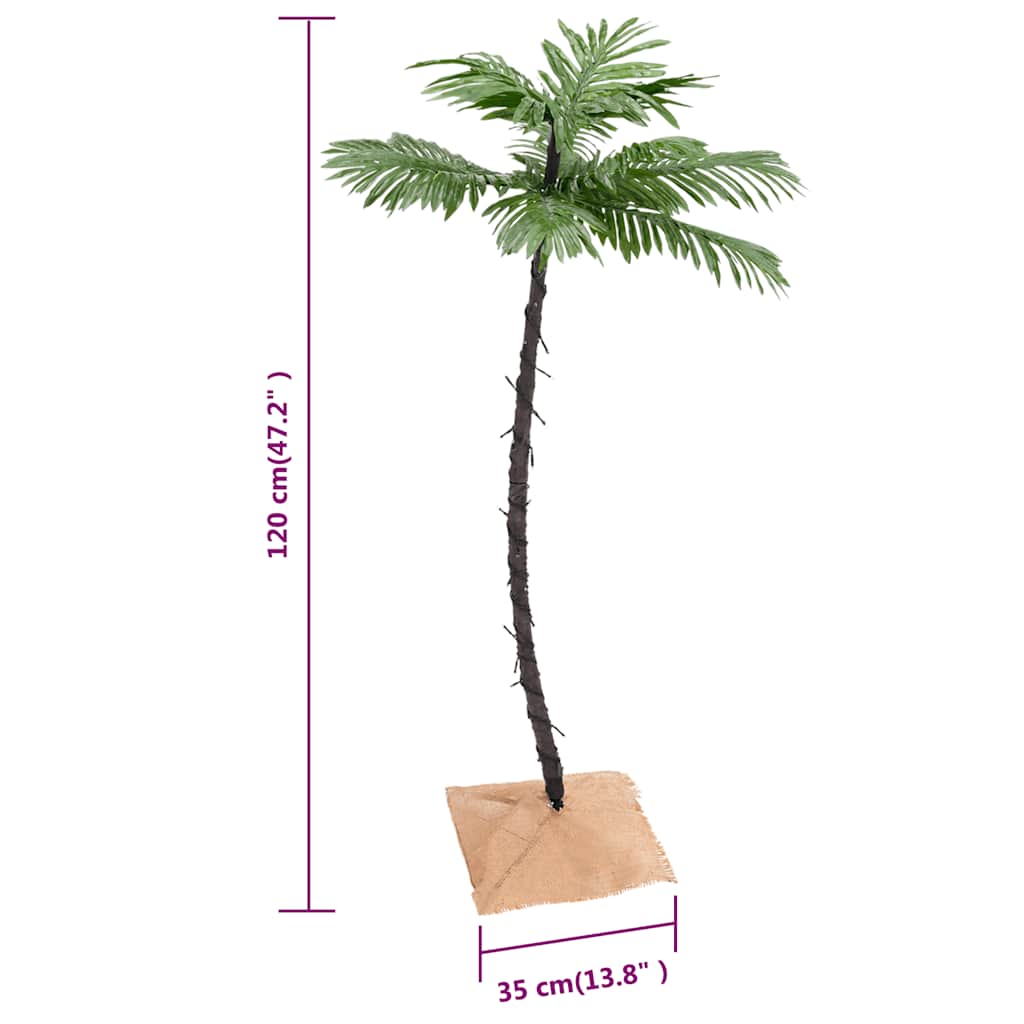 LED-palmetræ 120 cm 72 LED'er varmt hvidt lys hvid