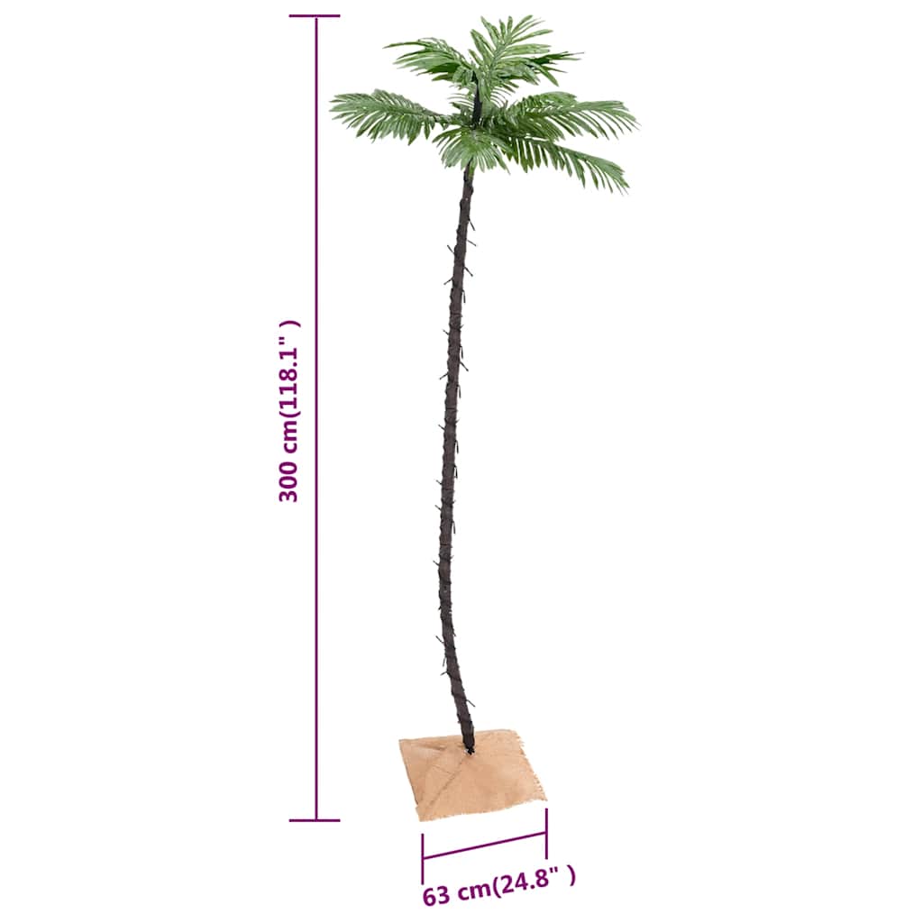 LED-palmetræ 300 cm 192 LED'er varmt hvidt lys hvid