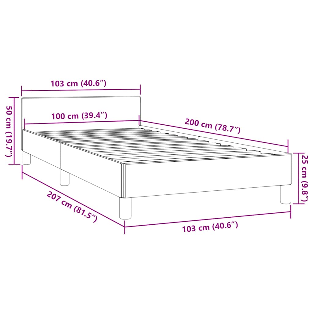 Sengeramme med hovedgærde uden madras Hvid 100x200 cm