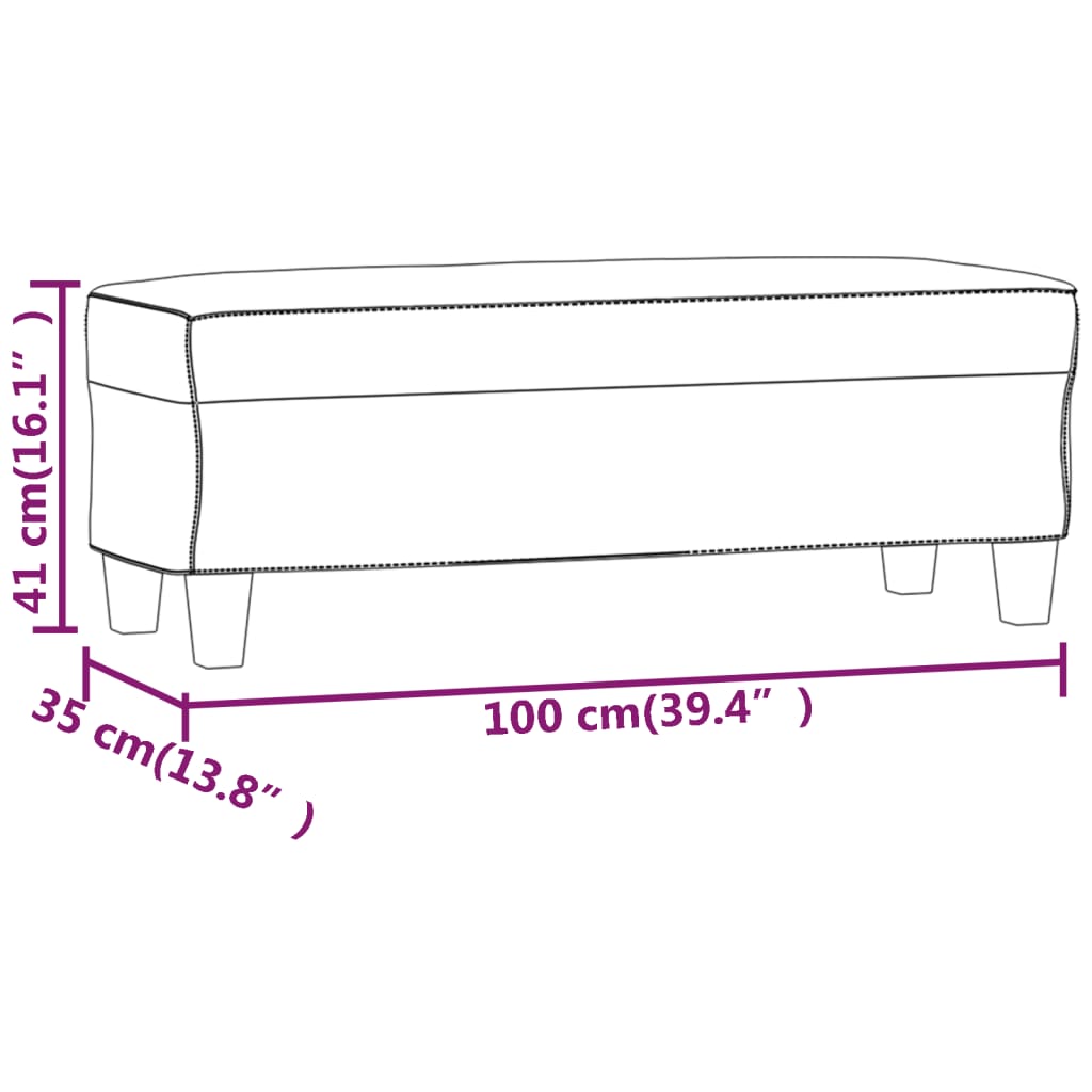 bænk 100x35x41 cm kunstlæder cappuccino farvet