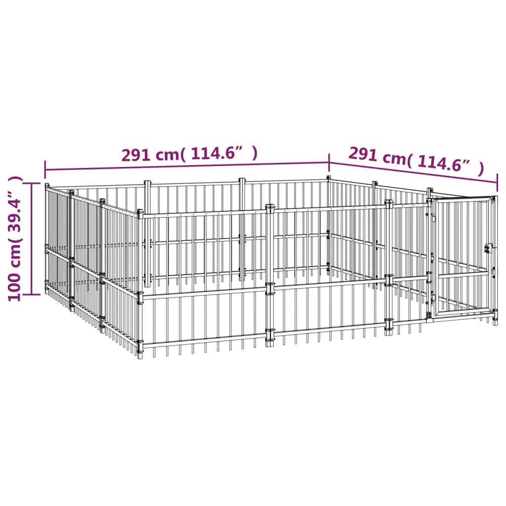 udendørs hundegård 8,47 m² stål