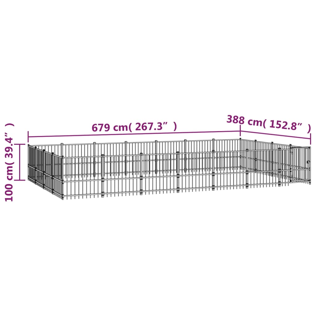 udendørs hundebur 26,35 m² stål