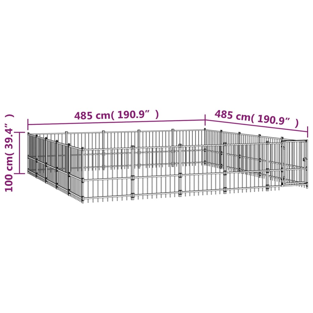 udendørs hundegård 23,52 m² stål