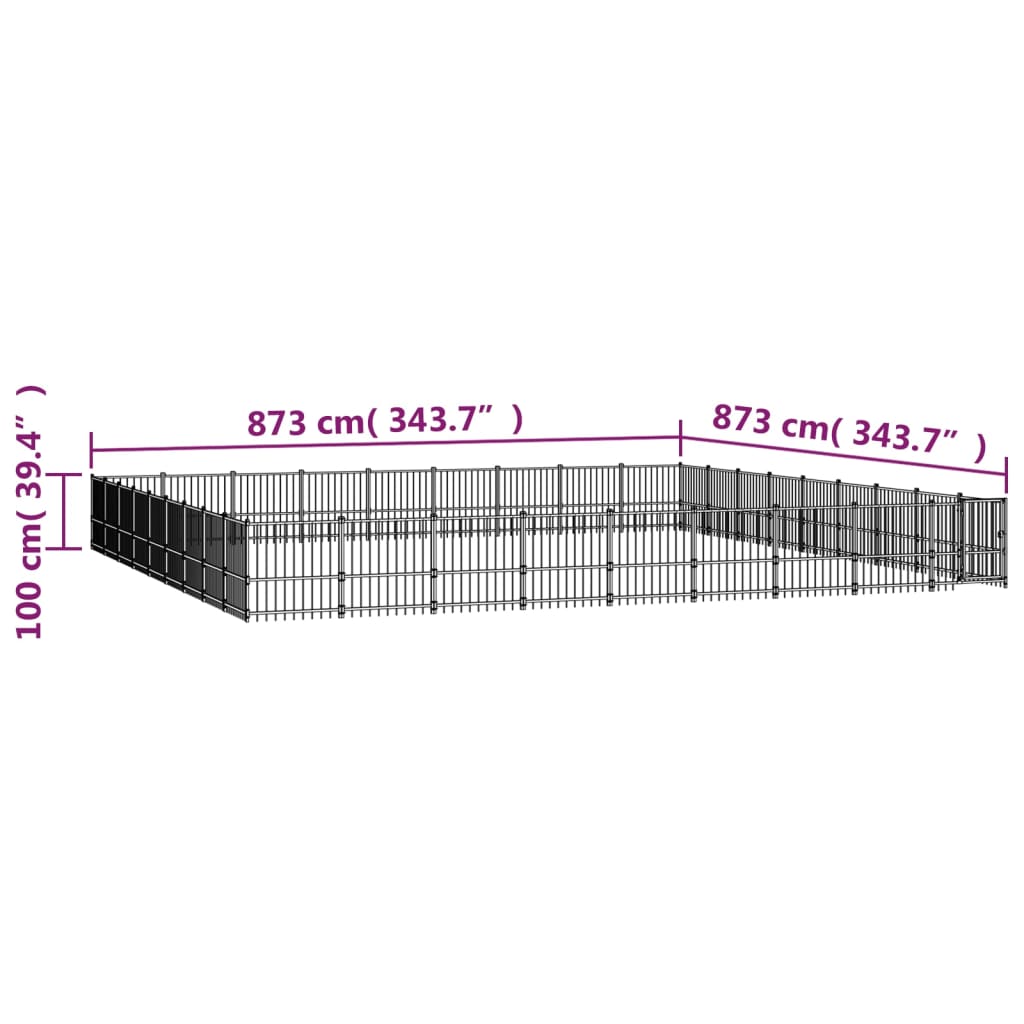 udendørs hundebur 76,21 m² stål