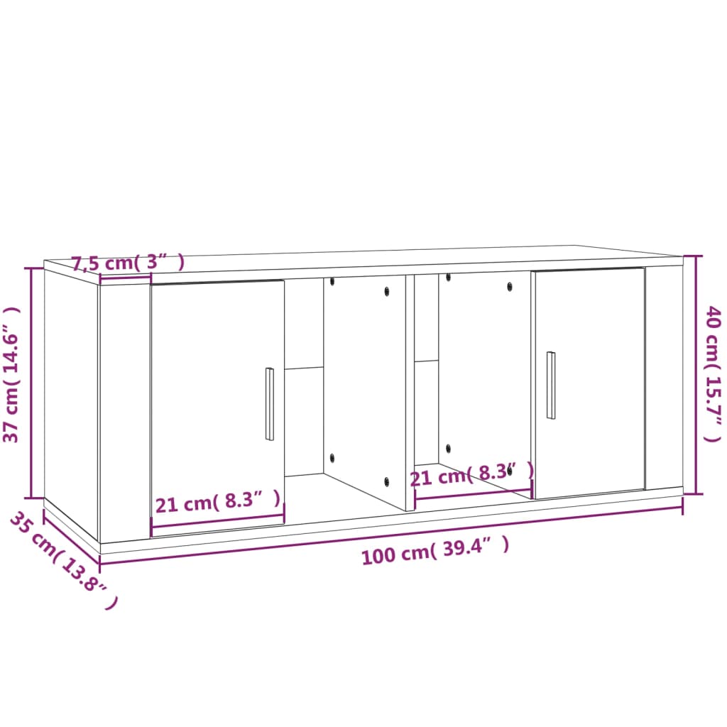tv-bord 100x35x40 cm konstrueret træ betongrå