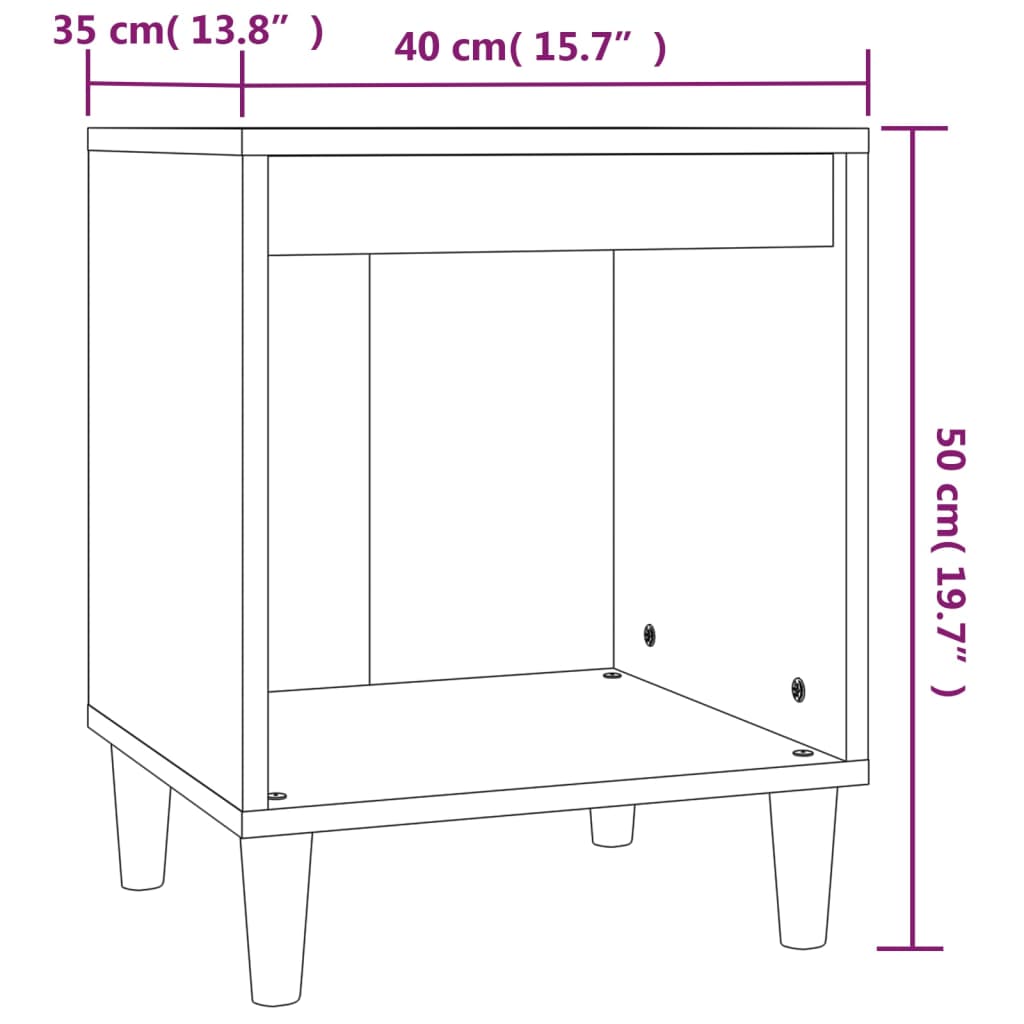 sengeborde 2 stk. 40x35x50 cm hvid