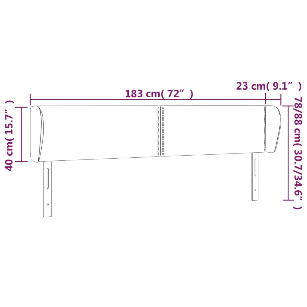 sengegavl med kanter 147x23x78/88 cm stof blå