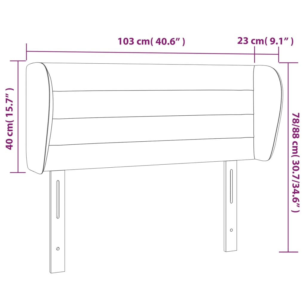 sengegavl med kanter 103x23x78/88 cm stof gråbrun
