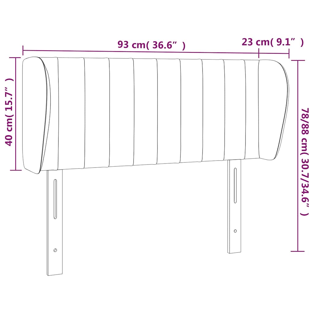 sengegavl med kanter 93x23x78/88 cm stof blå