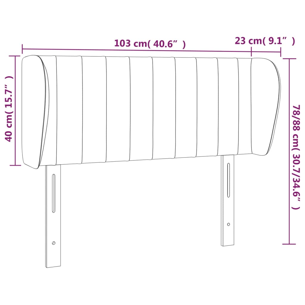 sengegavl med kanter 103x23x78/88 cm stof cremefarvet