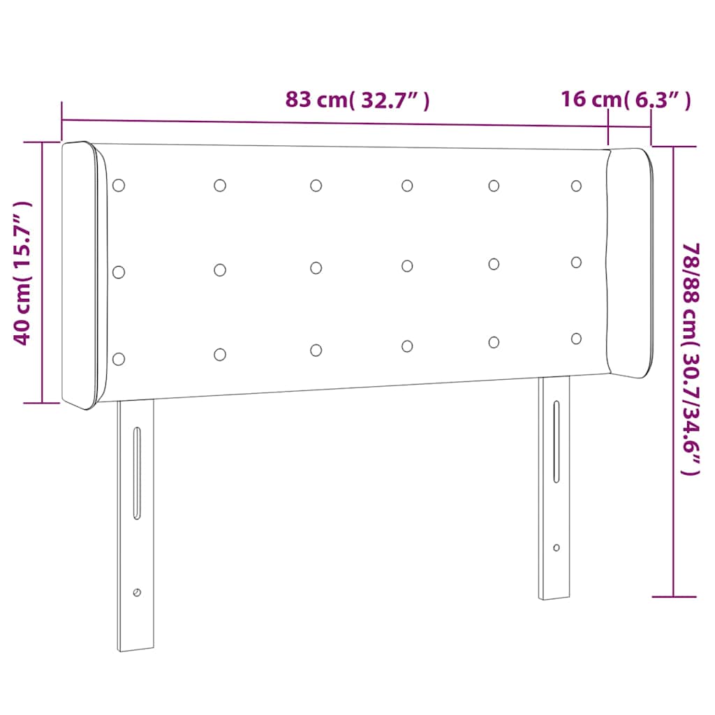 sengegavl med kanter 83x16x78/88 cm kunstlæder cappuccino