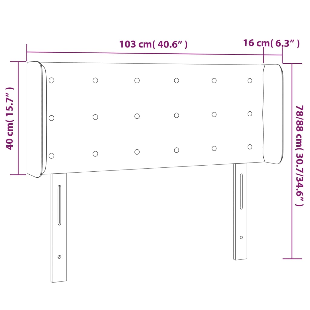 sengegavl med kanter 103x16x78/88 cm kunstlæder grå