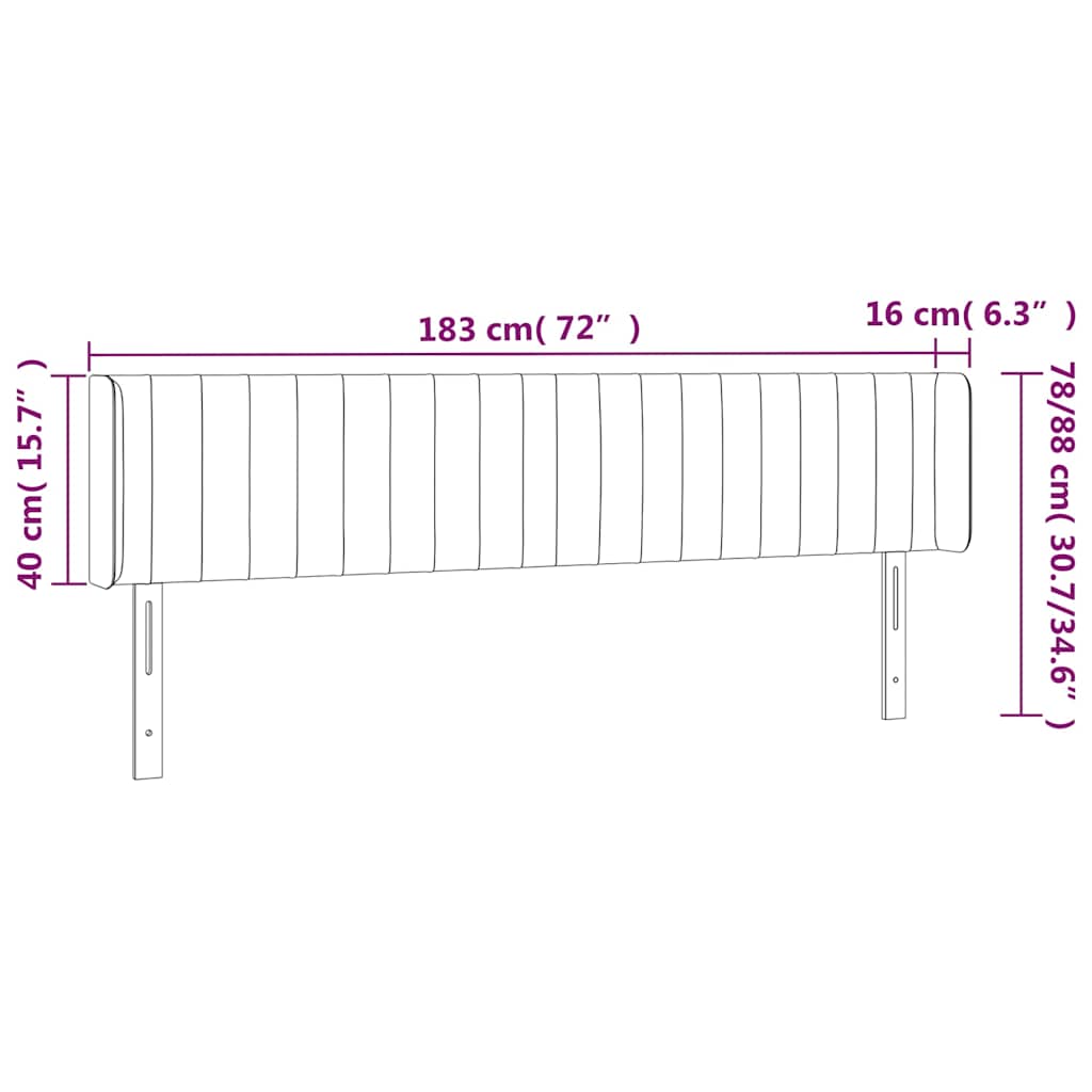 sengegavl med kanter 183x16x78/88 cm stof gråbrun