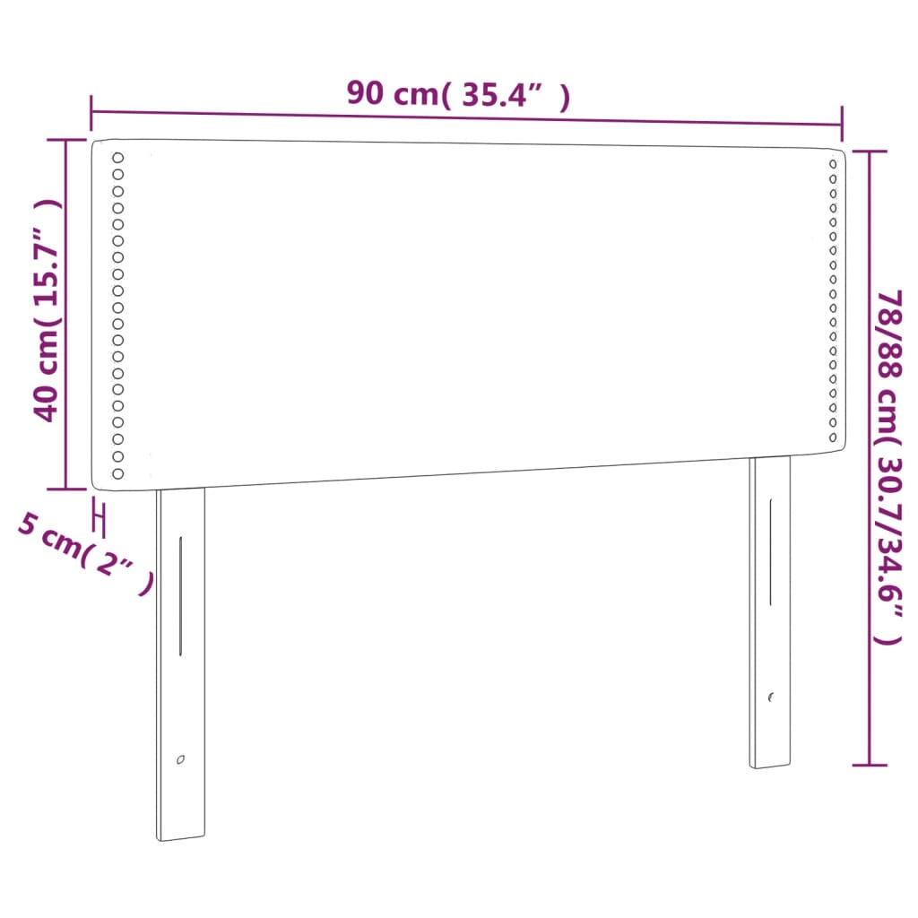 sengegavl med LED-lys 90x5x78/88 cm fløjl sort