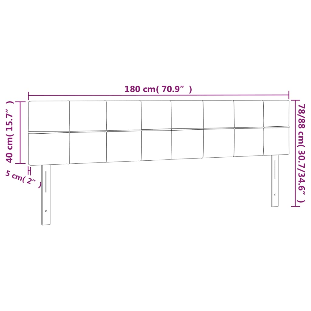 sengegavl med LED-lys 180x5x78/88 cm stof lysegrå