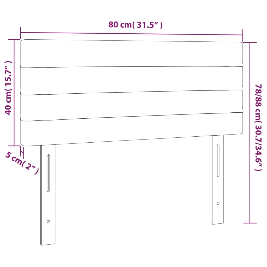 sengegavl med LED-lys 80x5x78/88 cm velour sort