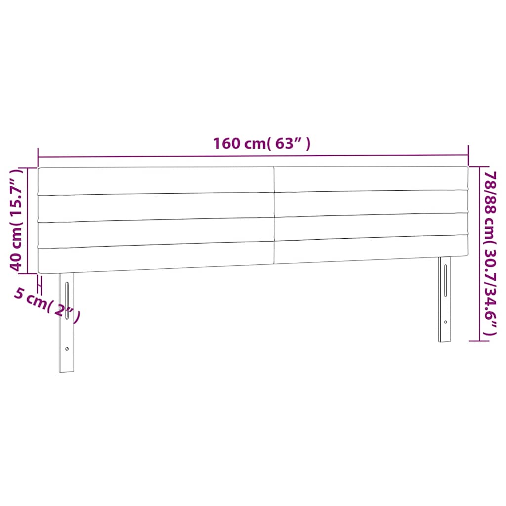 sengegavl med LED-lys 160x5x78/88 cm fløjl mørkegrøn