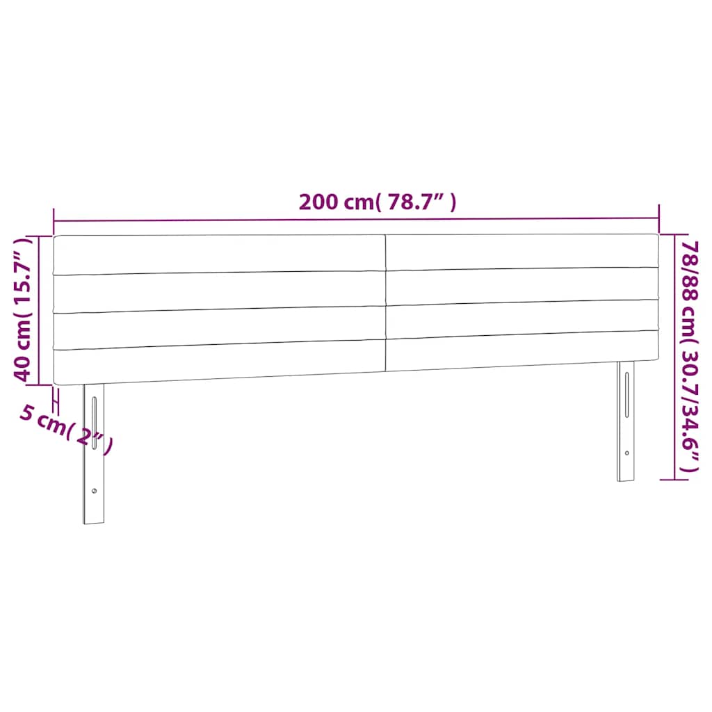 sengegavl med LED-lys 200x5x78/88 cm fløjl mørkegrøn
