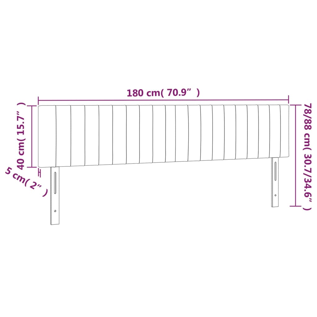 sengegavl med LED-lys 180x5x78/88 cm stof sort