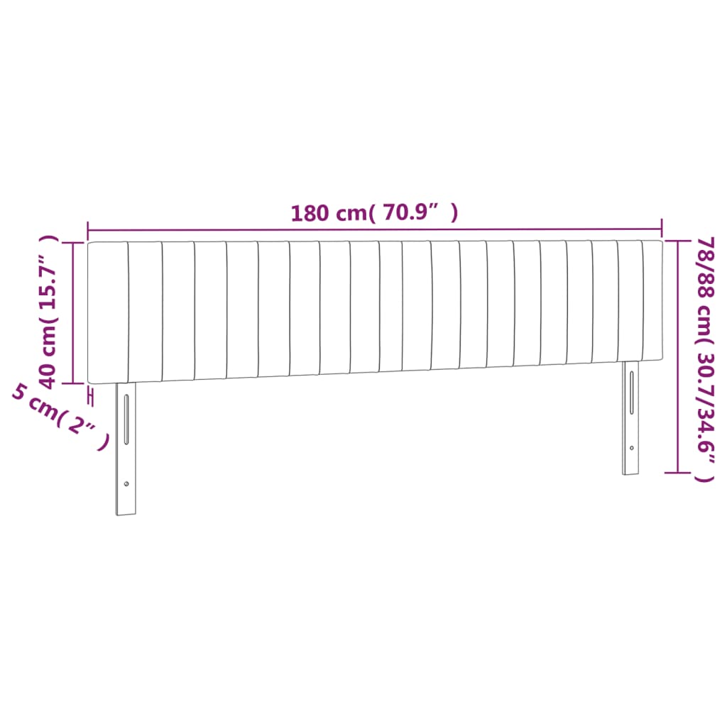 sengegavl med LED-lys 180x5x78/88 cm fløjl lyserød