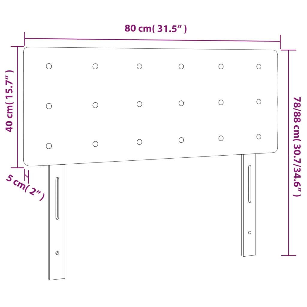 sengegavl med LED-lys 80x5x78/88 cm stof blå